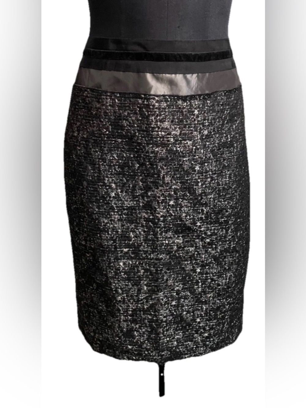 Jones New York Classic Black Tweed Pencil Skirt